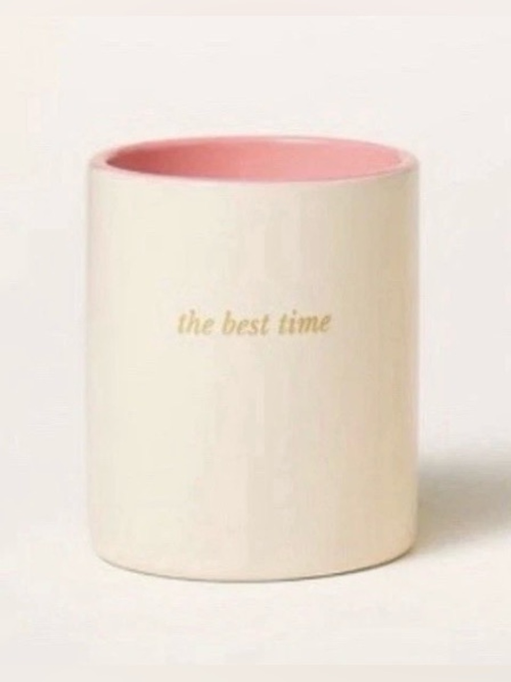 Kate Spade Ceramic Pink & Cream 'The Best Time' Decorative Candle